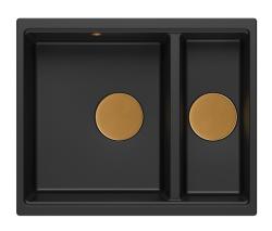 Quadri Newport II черен 1,5 мивка от гранит за вграждане и под плот мивка 555x460mm с меден сифон 1208967465