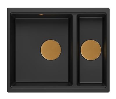 Quadri Newport II черен 1,5 мивка от гранит за вграждане и под плот мивка 555x460mm с меден сифон 1208967465