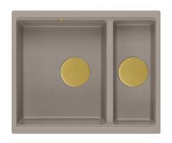 Quadri Newport II taupe 1,5 мивка гранит за вграждане и под вграждане 555x460mm със златна тапа 1208967467