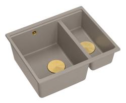 Quadri Newport II taupe 1,5 мивка гранит за вграждане и под вграждане 555x460mm със златна тапа 1208967467