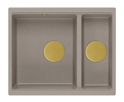 Quadri Newport II taupe 1,5 мивка гранит за вграждане и под вграждане 555x460mm със златна тапа 1208967467