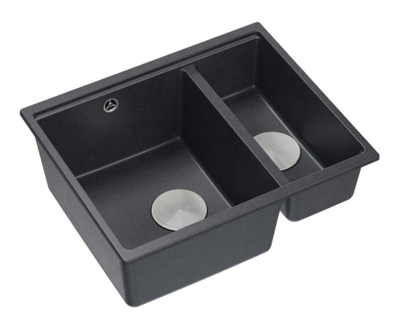 Quadri Newport II антрацит 1,5 мивка гранит за вграждане и подграждане 555x460mm с неръждаема стомана запушалка 1208967472