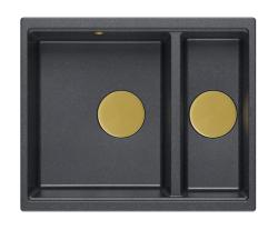 Quadri Newport II антрацит 1,5 мивка гранит за монтаж отгоре и отдолу мивка 555x460mm със златен сифон 1208967473