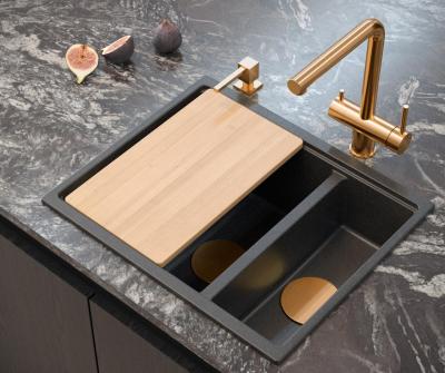 Quadri Newport II антрацит 1,5 мивка гранит надстройка и подстройка мивка 555x460mm с меден сифон 1208967474