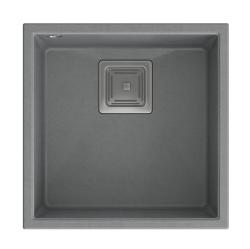 Quadri Quadrangle сива гранитна вградена мивка 42x42см с неръждаема тапа 1208967483