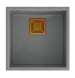 Quadri Quadrangle сив гранит под-плот мивка 42x42см с медна тапа 1208967485