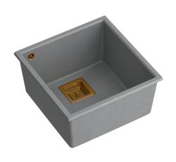 Quadri Quadrangle сив гранит под-плот мивка 42x42см с медна тапа 1208967485