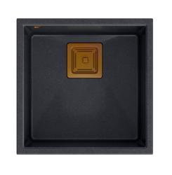 Куадри Куадрангъл антрацит гранит подмонтирана мивка 42x42см с медна тапа 1208967488