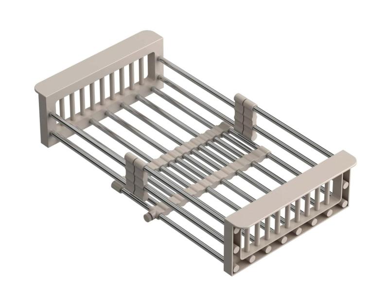 Quadri Универсална разтегателна вложка, кошница или кошче за отпадъци от неръждаема стомана с бежови дръжки, ширина 225 мм, 1208967544