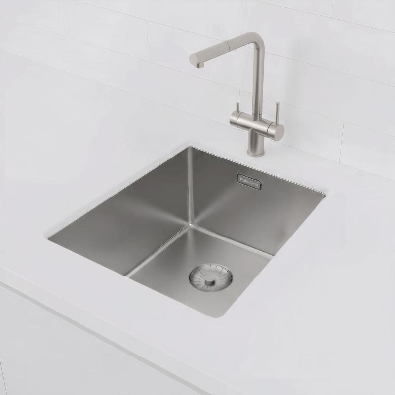 Pure.Sink Prestige неръждаема стоманена мивка 34x40 см с радиус 10 мм за вграждане, полувграждане и надстройка PPG3440-02.