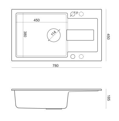 Quadri Sutton XL бежов пясъчен гранитен мивка за монтаж 78x45см с отцедник, обръщаем, с бежова запушалка 1208967577