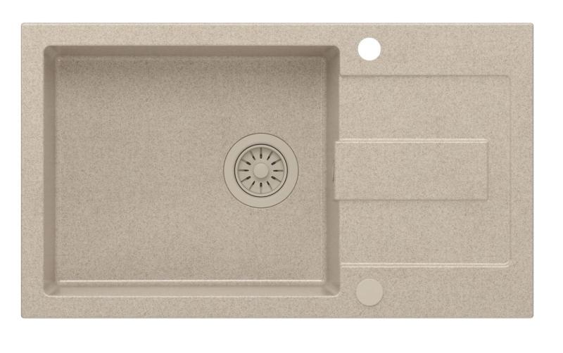 Quadri Sutton XL бежов пясъчен гранитен мивка за монтаж 78x45см с отцедник, обръщаем, с бежова запушалка 1208967577