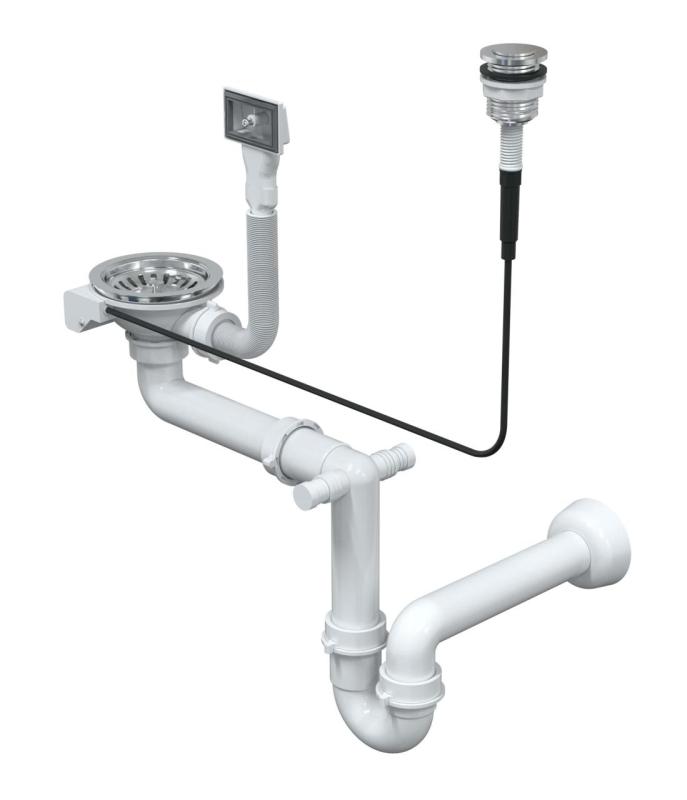 Квадри Oxford комплект за оттичане от неръждаема стомана за мивка, включително преливник и бутон за натискане за отваряне неръждаема стомана 1208967589