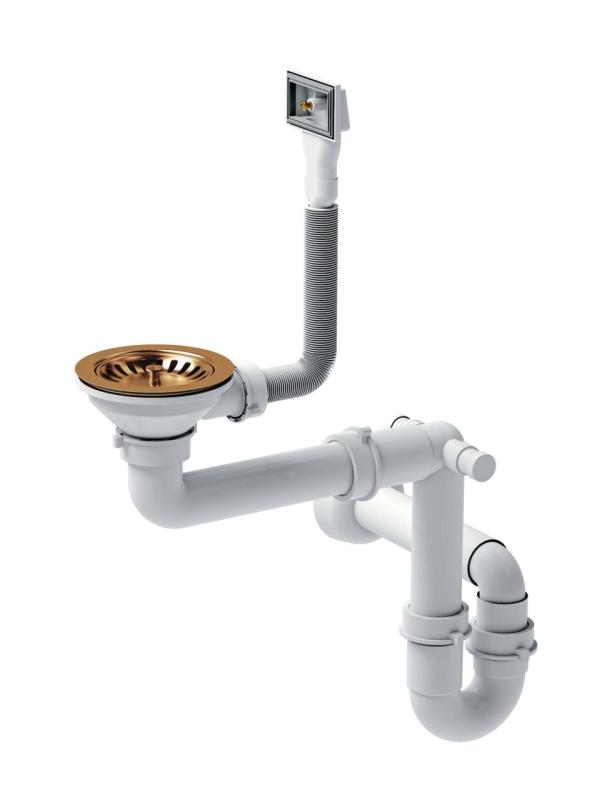 Quadri Oxford меден комплект за оттичане на мивка, включително преливник, мед 1208967593