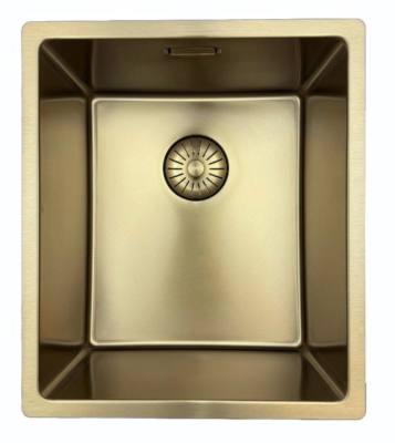 Pure.Sink Prestige мивка 34x40 см PVD Злато, радиус 10 мм, за вграждане, плосък монтаж и надстройка PPG3440-60