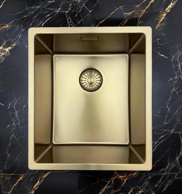 Pure.Sink Prestige мивка 34x40 см PVD Злато, радиус 10 мм, за вграждане, плосък монтаж и надстройка PPG3440-60