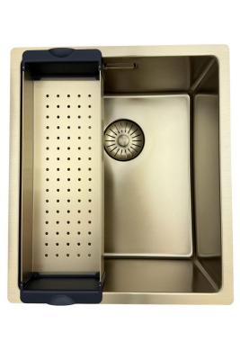Pure.Sink Prestige мивка 34x40 см PVD Злато, радиус 10 мм, за вграждане, плосък монтаж и надстройка PPG3440-60