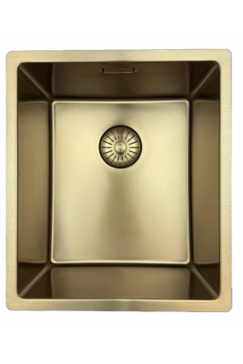 Pure.Sink Prestige мивка 34x40 см PVD Злато, радиус 10 мм, за вграждане, плосък монтаж и надстройка PPG3440-60