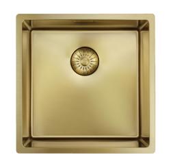 Pure.Sink Prestige мивка 40x40 см PVD злато 10 мм радиус за вграждане, плосък монтаж и надграждане PPG4040-60