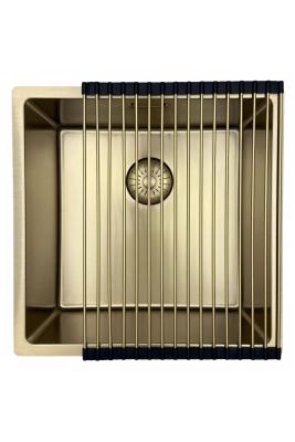 Pure.Sink Prestige мивка 40x40 см PVD злато 10 мм радиус за вграждане, плосък монтаж и надграждане PPG4040-60