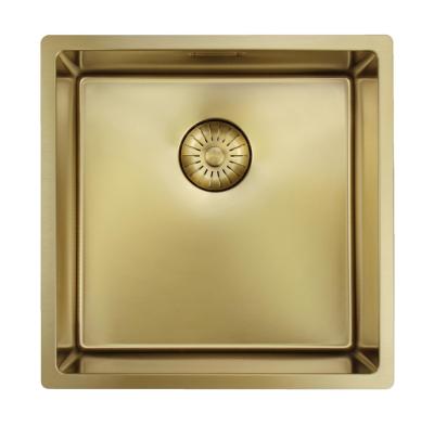 Pure.Sink Prestige мивка 40x40 см PVD злато 10 мм радиус за вграждане, плосък монтаж и надграждане PPG4040-60
