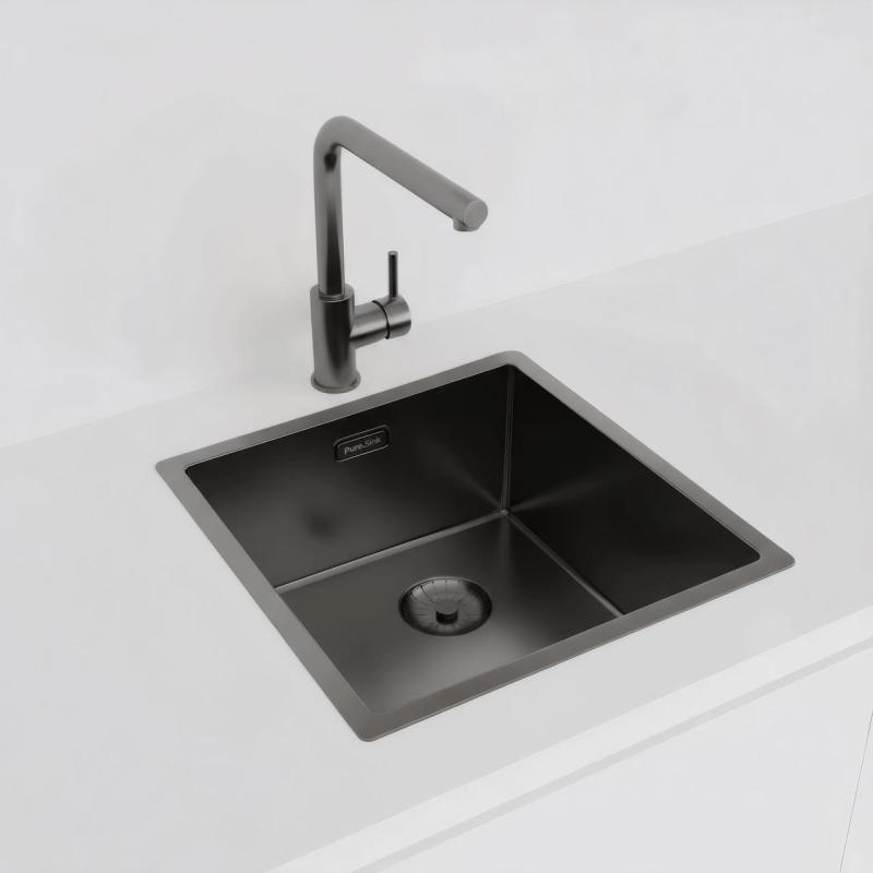 Pure.Sink Prestige 40x40 см PVD Gun Metal 10 мм радиус вграждане, равномерно вграждане и надграждане PPG4040-61.