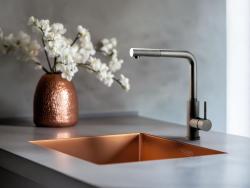 Pure.Sink Prestige мивка 40x40 см PVD Мед 10 мм радиус за вграждане,под плот и над плот PPG4040-62