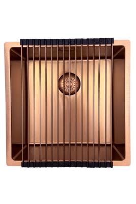 Pure.Sink Prestige мивка 40x40 см PVD Мед 10 мм радиус за вграждане,под плот и над плот PPG4040-62
