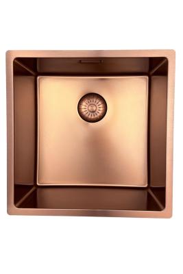 Pure.Sink Prestige мивка 40x40 см PVD Мед 10 мм радиус за вграждане,под плот и над плот PPG4040-62