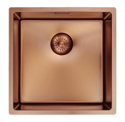 Pure.Sink Prestige мивка 40x40 см PVD Мед 10 мм радиус за вграждане,под плот и над плот PPG4040-62