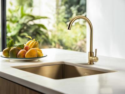 Pure.Sink Prestige мивка 50x40 см PVD Злато 10 мм радиус за вграждане, вграждане на равнище и надграждане PPG5040-60