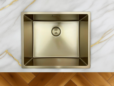 Pure.Sink Prestige мивка 50x40 см PVD Злато 10 мм радиус за вграждане, вграждане на равнище и надграждане PPG5040-60