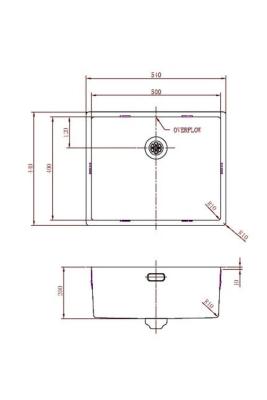 Pure.Sink Prestige мивка 50x40 см PVD Злато 10 мм радиус за вграждане, вграждане на равнище и надграждане PPG5040-60