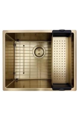 Pure.Sink Prestige мивка 50x40 см PVD Злато 10 мм радиус за вграждане, вграждане на равнище и надграждане PPG5040-60