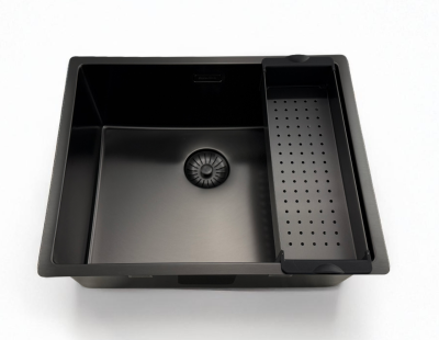 Pure.Sink Prestige мивка 50x40 см PVD Gun Metal 10 мм радиус под монтаж, вграден монтаж и над монтаж PPG5040-61