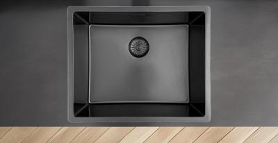 Pure.Sink Prestige мивка 50x40 см PVD Gun Metal 10 мм радиус под монтаж, вграден монтаж и над монтаж PPG5040-61