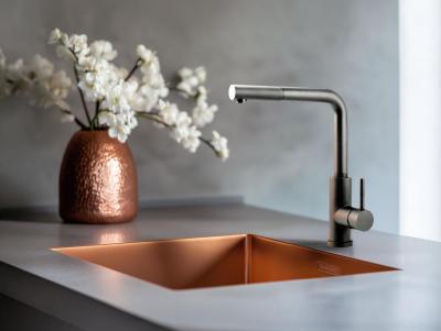 Pure.Sink Prestige мивка 50x40 см PVD мед 10mm радиус за вграждане, полувграждане и надплот PPG5040-62.
