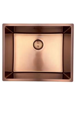 Pure.Sink Prestige мивка 50x40 см PVD мед 10mm радиус за вграждане, полувграждане и надплот PPG5040-62.