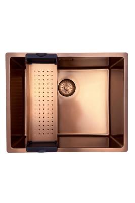 Pure.Sink Prestige мивка 50x40 см PVD мед 10mm радиус за вграждане, полувграждане и надплот PPG5040-62.
