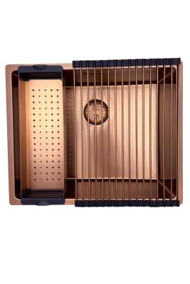 Pure.Sink Prestige мивка 50x40 см PVD мед 10mm радиус за вграждане, полувграждане и надплот PPG5040-62.