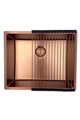 Pure.Sink Prestige мивка 50x40 см PVD мед 10mm радиус за вграждане, полувграждане и надплот PPG5040-62.