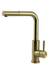 Pure.Sink Elite Steel Spark-S кухненски смесител PVD четкано злато с изтеглящ се чучур PS8041-60