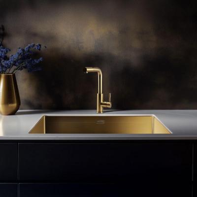Pure.Sink Elite Steel Spark-S кухненски смесител PVD четкано злато с изтеглящ се чучур PS8041-60