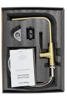 Pure.Sink Elite Steel Spark-S кухненски смесител PVD четкано злато с изтеглящ се чучур PS8041-60