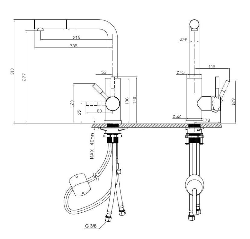 Pure.Sink Elite Steel Spark-S кухненски смесител PVD четкано злато с изтеглящ се чучур PS8041-60