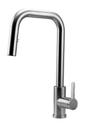 Pure.Sink Elite Steel Crystal-S кухненски смесител от неръждаема стомана с изтеглящ се чучур PS8050-02