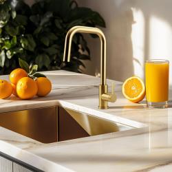 Pure.Sink Elite Steel Crystal-S кухненски смесител PVD четкано злато с изтеглящ се чучур PS8050-60