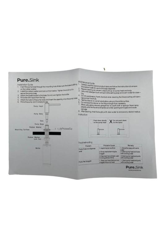 Pure.Sink Elite Steel Shine вградим дозатор за сапун матово черен, пълнен отгоре PS9010-10