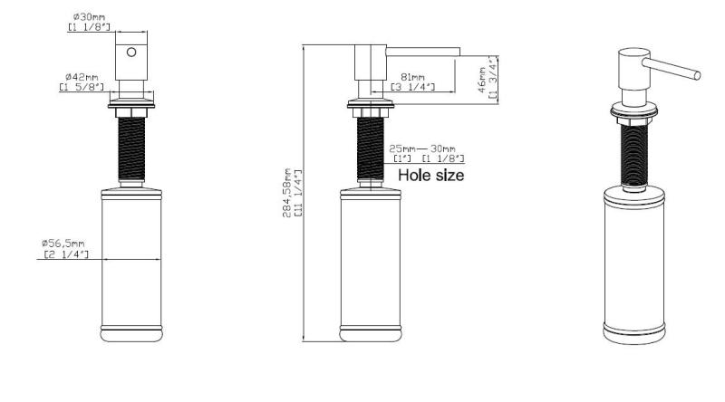 Pure.Sink Elite Steel Shine вградим дозатор за сапун PVD четкано злато, пълни се отгоре PS9010-60.
