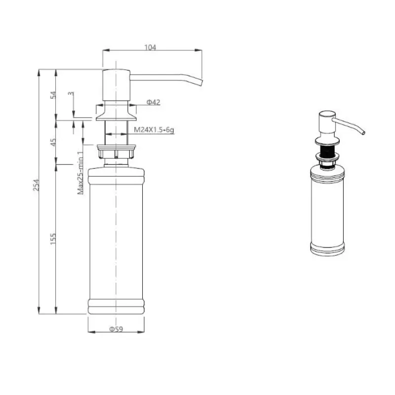 Quadri Manchester Вградим дозатор за сапун Сив - Попълване отгоре 1208967657